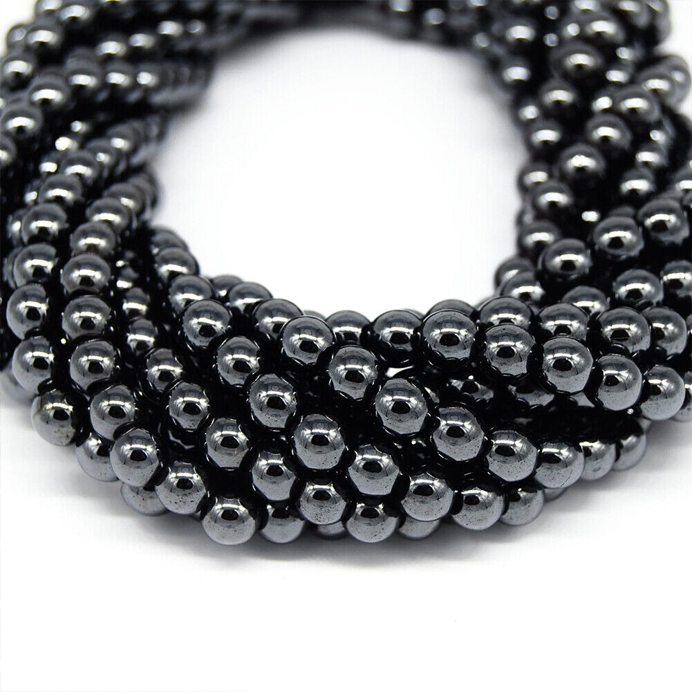 US 4/6/8/10MM Gunmetal Hematite Beads Round Natural Gemstone Metaphysical