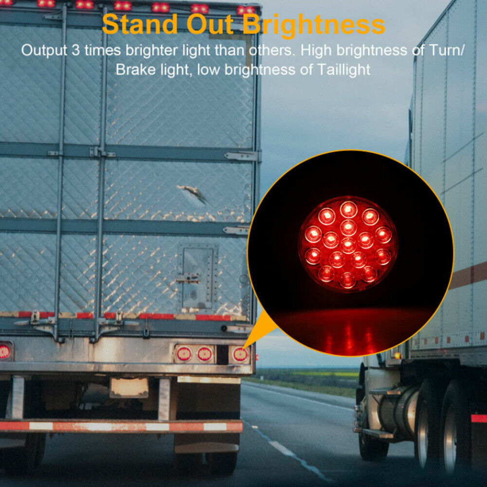 US 2-4 Pack 4" 16 LED Round Led Trailer Tail Brake Stop Turn Lights Waterproof