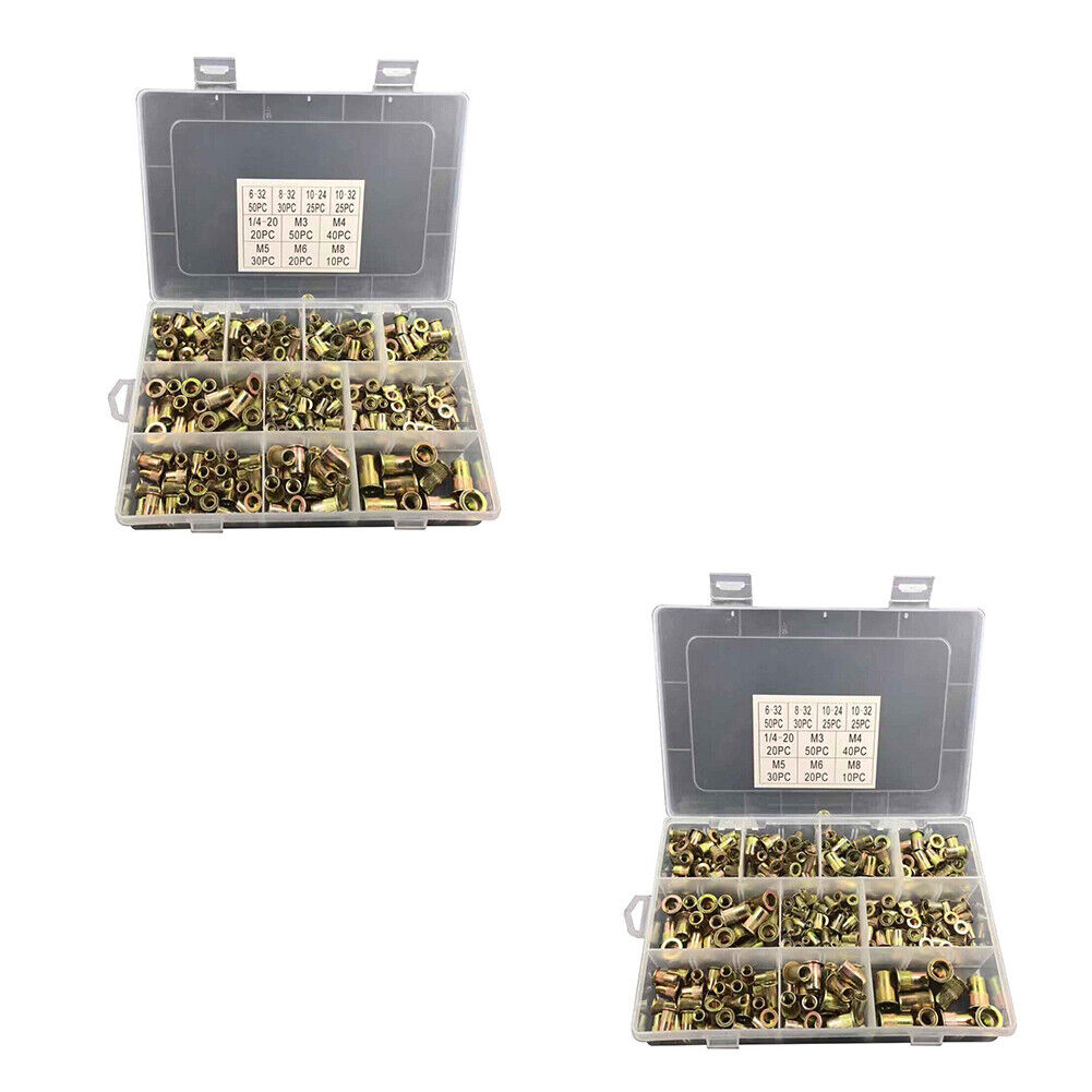 US 300-600 Pcs Zinc Steel Rivet Nut Kit Rivnut Nutsert Assort Metric+SAE