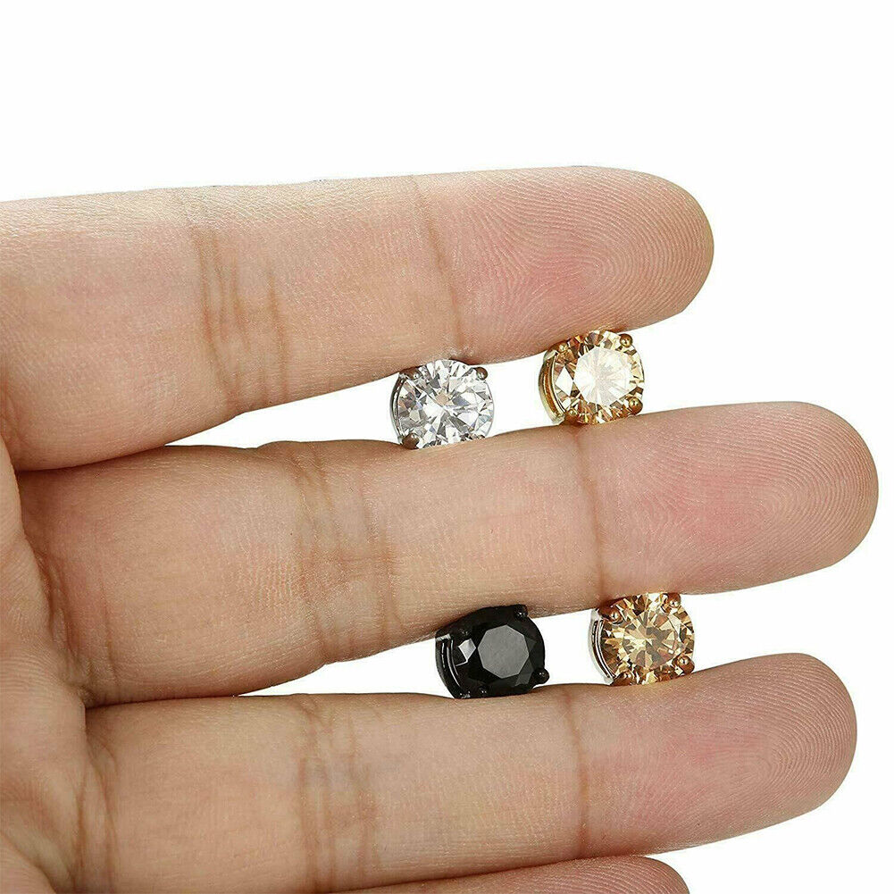 US 1-2 Pcs Stainless Steel Magnetic Stud Earrings Men Women Non-piercing Clip on