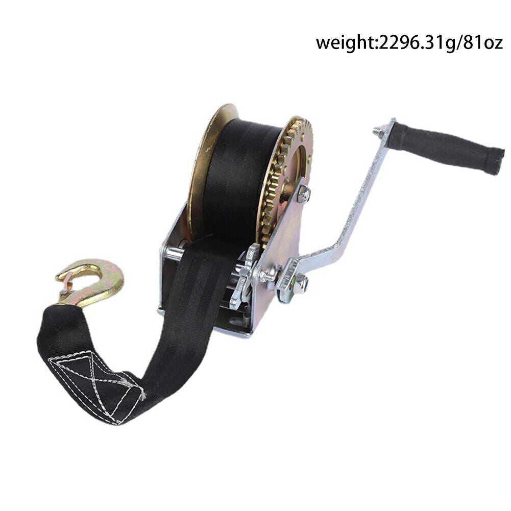 US Hand Gear Winch Crank Strap ATV Boat Trailer Heavy Duty w/19.68Ft Strap 600lb