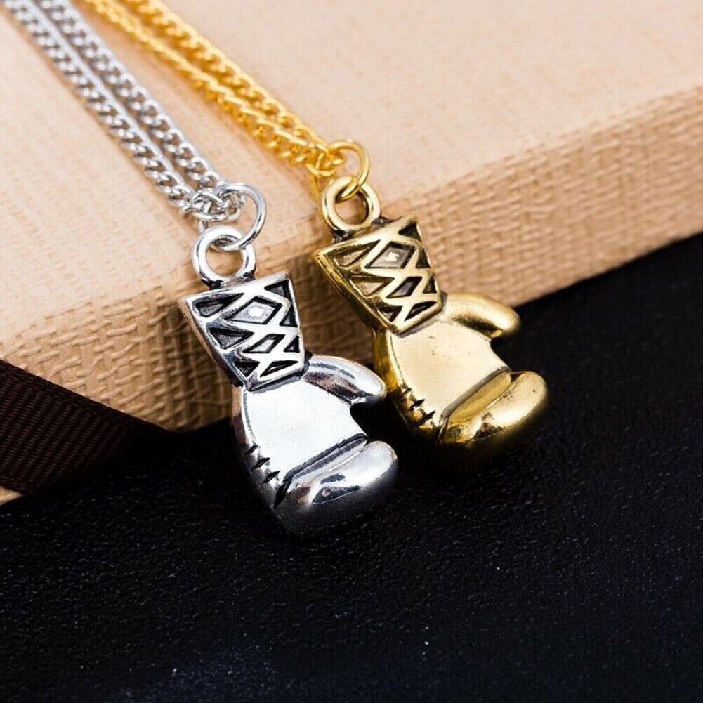 US 1-2 Pcs Gold Silver Plated Boxing Glove Chain Pendant Necklace Punk Men Women