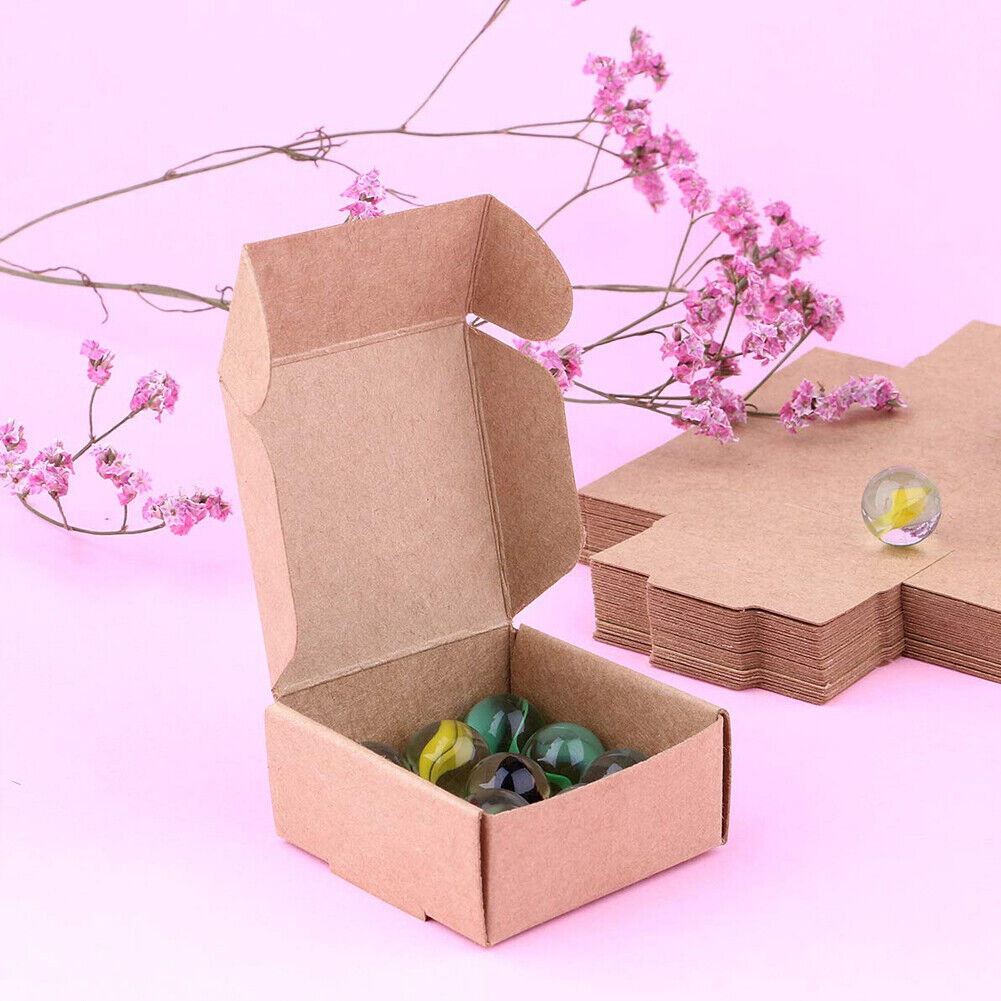 US 50-100 Pack Mini Kraft Jewelry Gift Packing Coin Candy Ornaments Favor Boxes