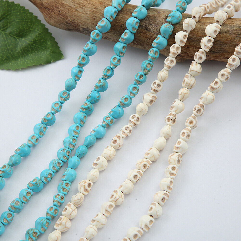 US Howlite Skull Beads Dyed Skull Shaped Beads - Available in 8mm 10mm 18mm