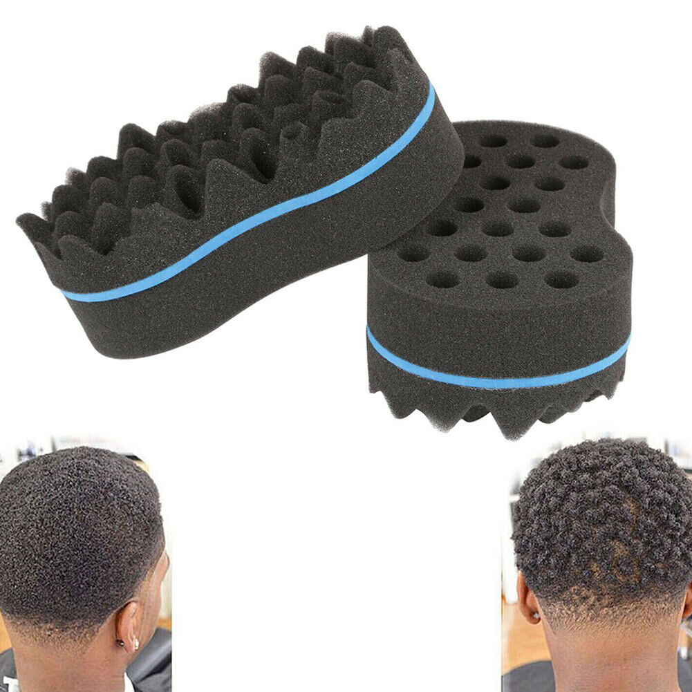 US 2-4 Pcs Double Side Barber Brush Sponge Locking Afro Curl Twist Dreads Coil