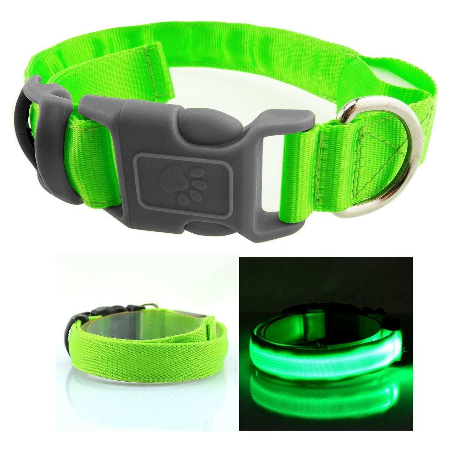 Pets DOG LED Lights Flash Night Safety Nylon Collar Adjustable LED Collar S-XL