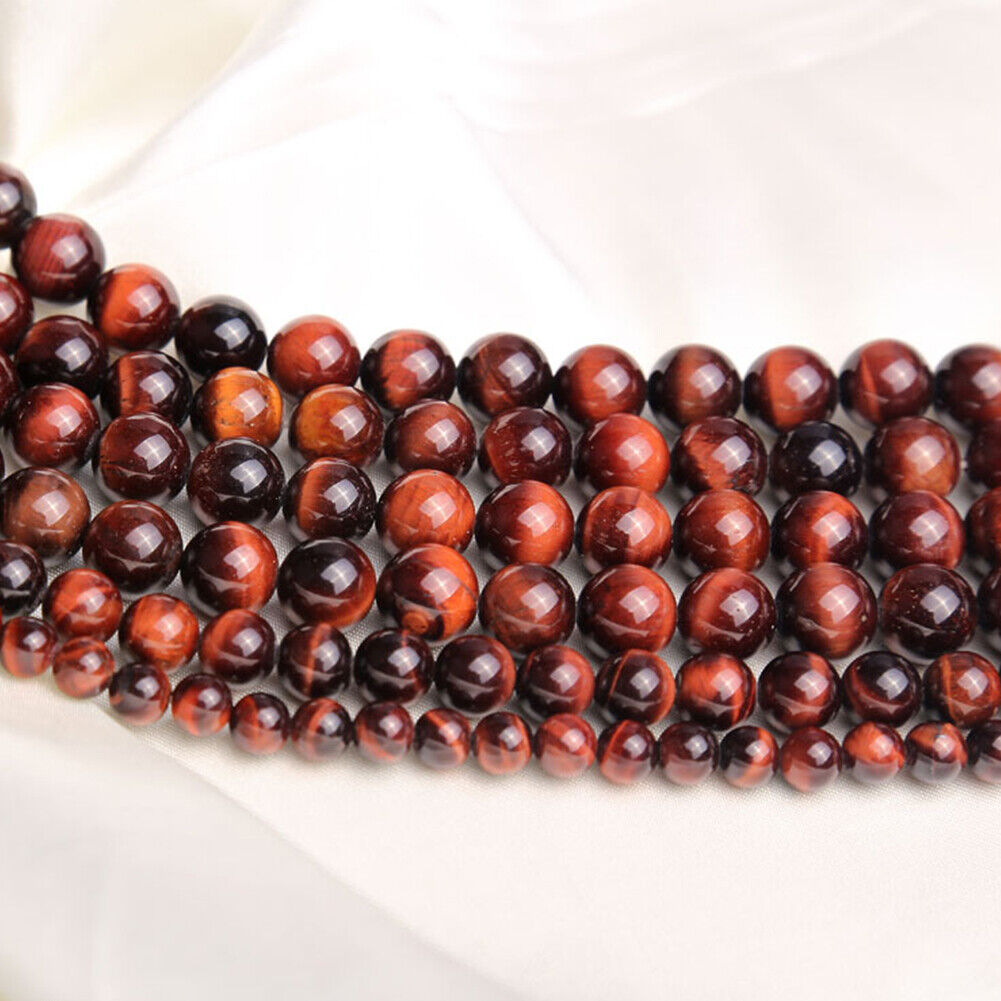 US 6/8/10mm Natural Stone Dark Red Jasper Round Beads Jewelry Making DIY Spacer