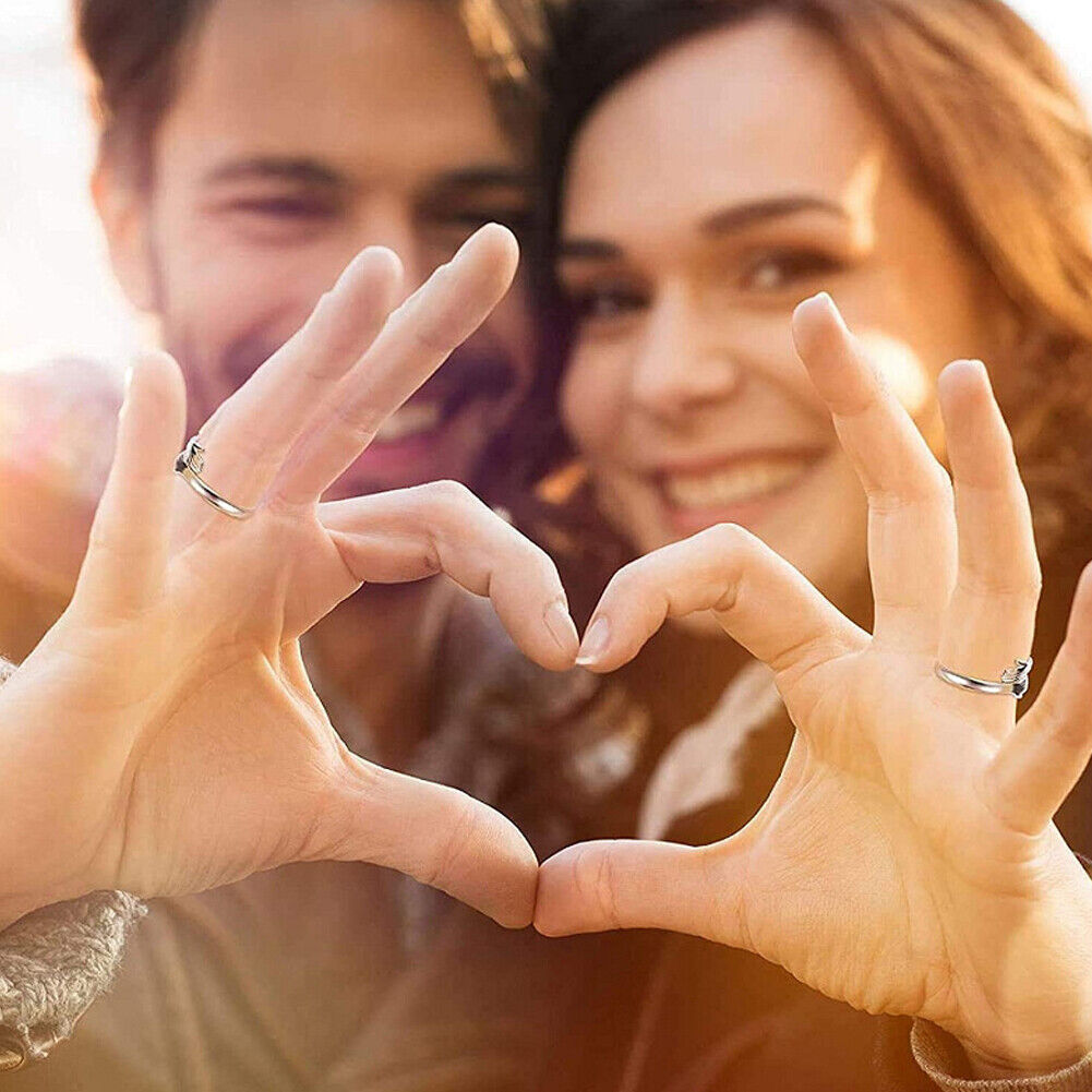 US 2-4 Pcs Give Me a Hug Ring Adjustable Couple Lover Valentine's Day Gift Girl