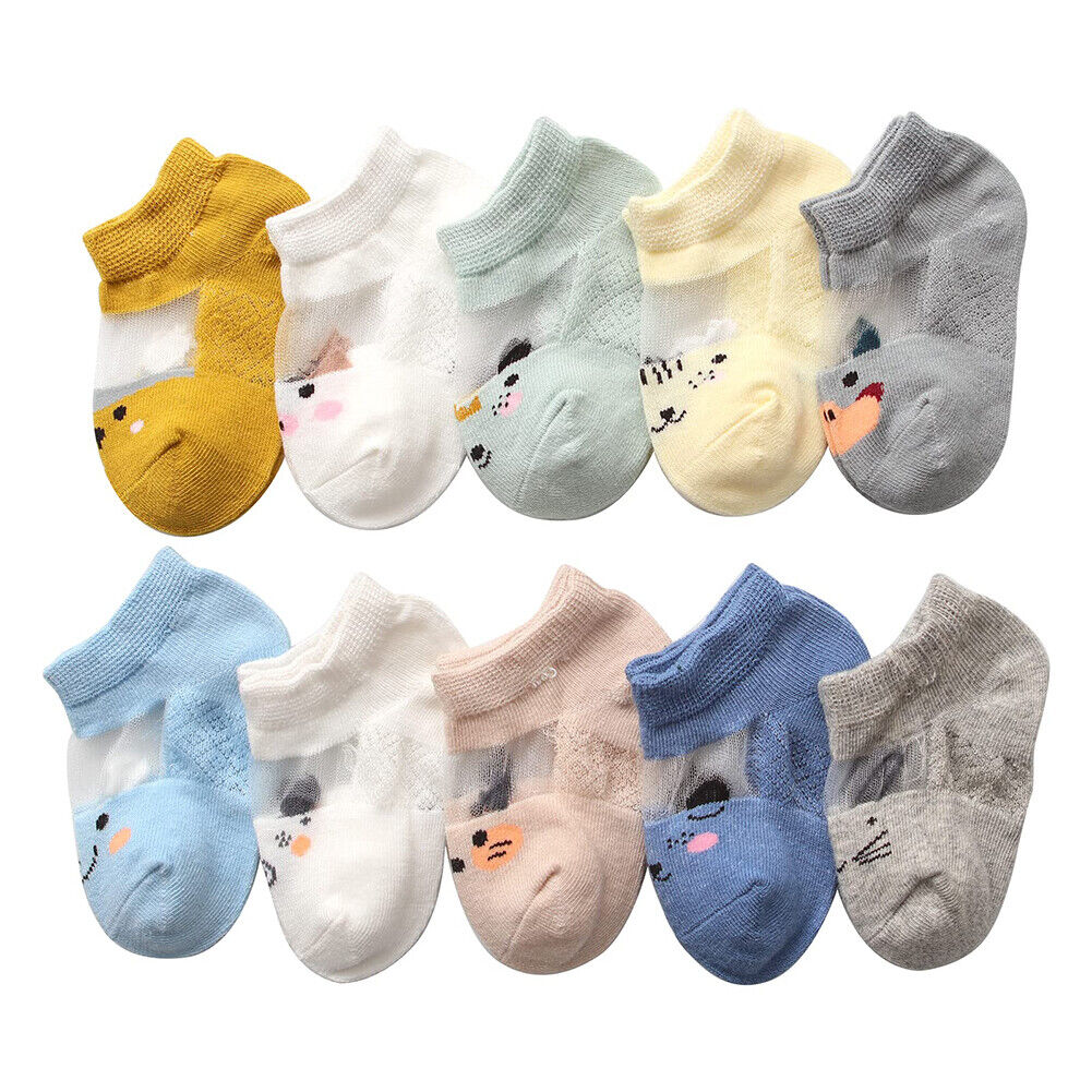 US 10 Pairs Baby Infant Toddler Kid Soft Mesh Sheer Light Anti-Odor Summer Socks