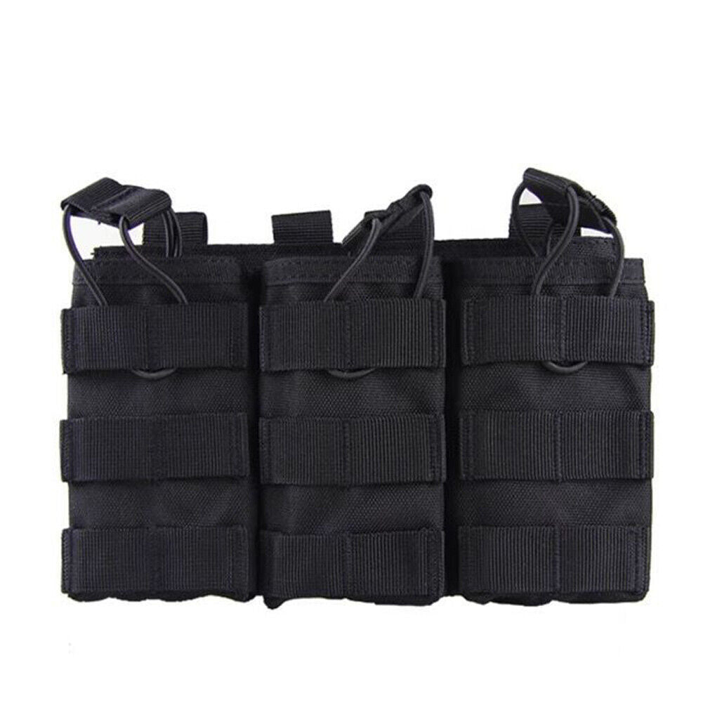 US 2-4 Tactical Molle Triple Magazine Pouch Nylon Open Top 5.56 .223 Rifle Mag