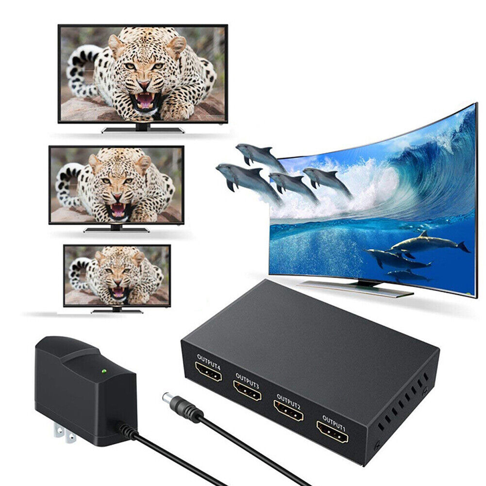 US 1-2 Pc 4 Port HDMI 4K Hub Multi Splitter & Amplifier For 3D HDTV 1080P 1X4