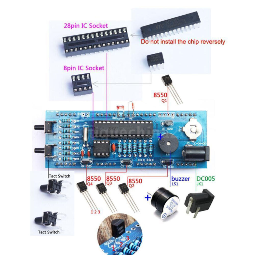 US DIY Digital Clock Kit 4-Digit Electronic LED Large Screen Light Control Time