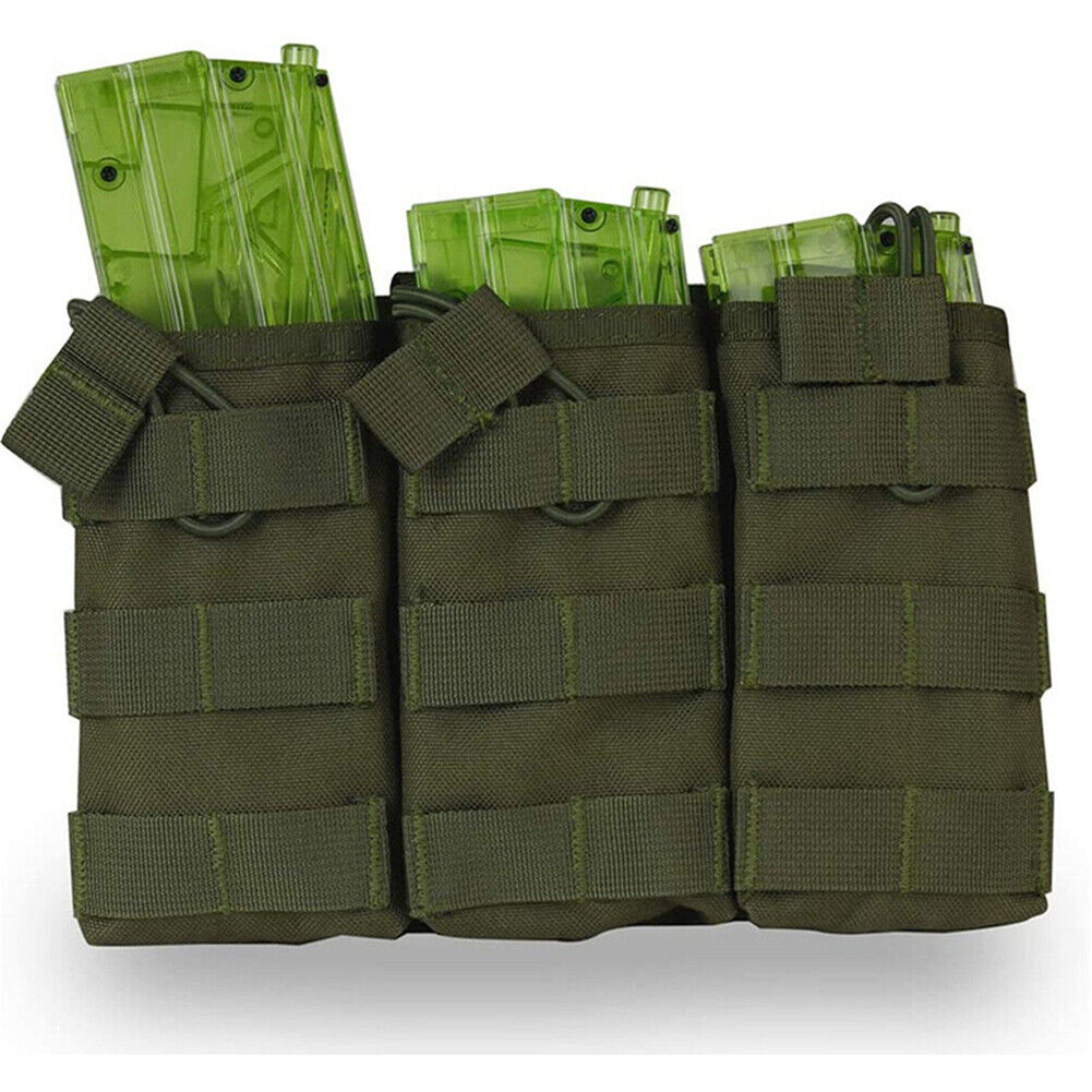 US Tactical Molle Triple Magazine Pouch Nylon Open 5.56 .223 Rifle Mag Holder