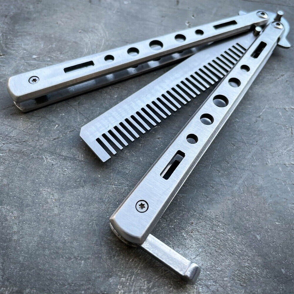 US 1-2 Pcs Practice BALISONG METAL BUTTERFLY Assorted Trainer Knife BLADE Comb B