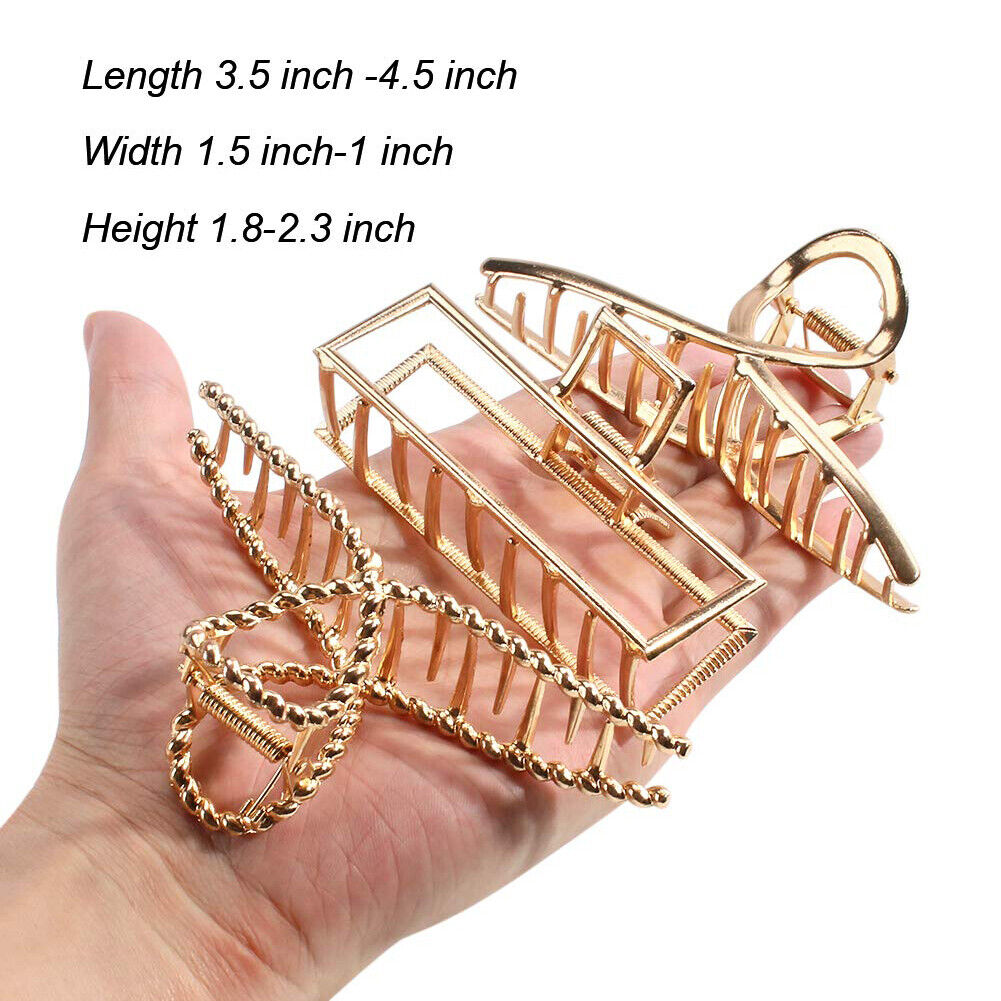 US 5-10 Pack Metal Jumbo Hair Claw Clip Large Strong Hold for Thick Hair Nonslip