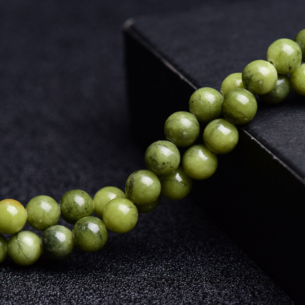 US 6/8/10MM Natural Stone Green Jade Peridot Round Loose Beads For DIY Jewelry