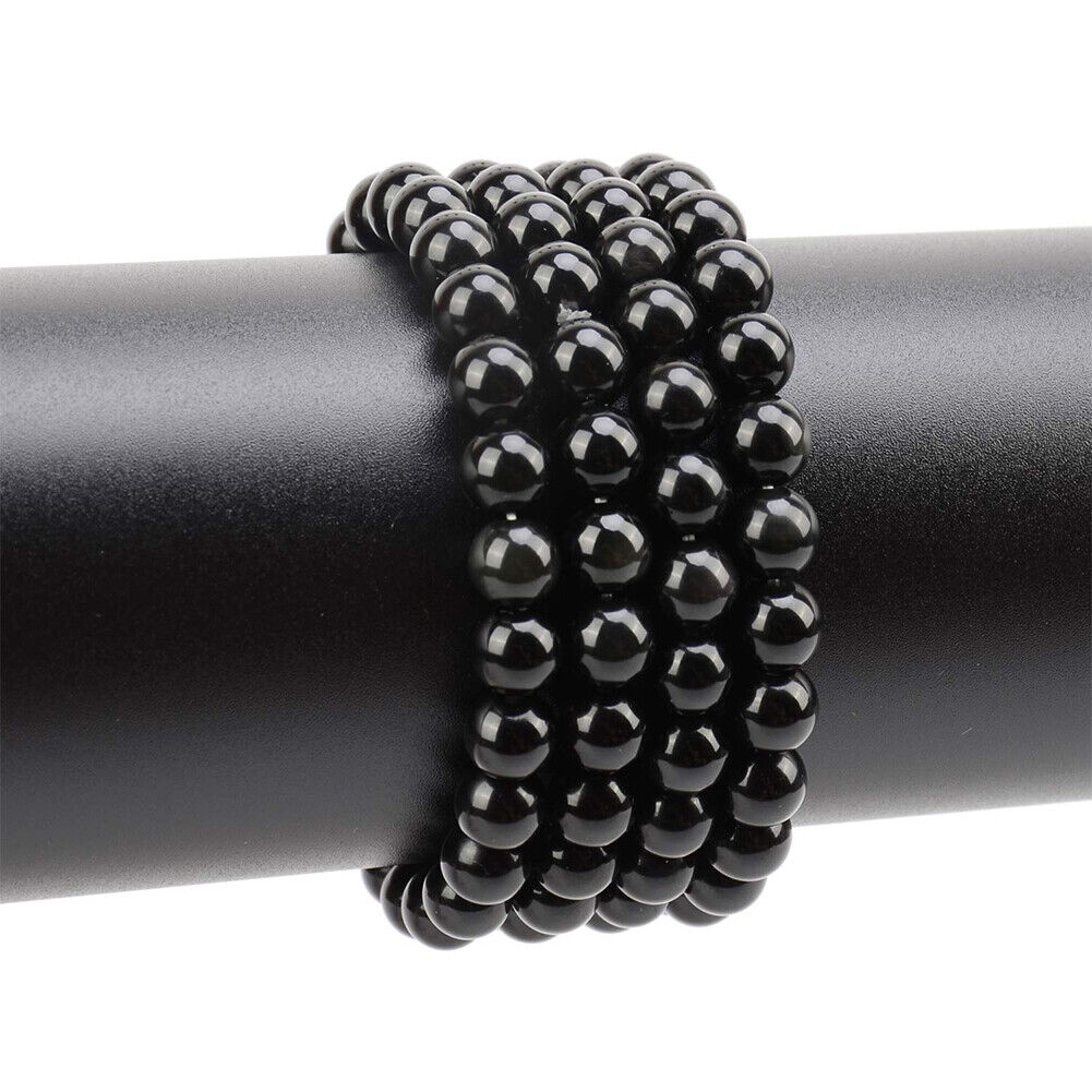 US 5 Strands Black Matte Onyx Bead Natural Frosted Gemstone Agate Round Necklace