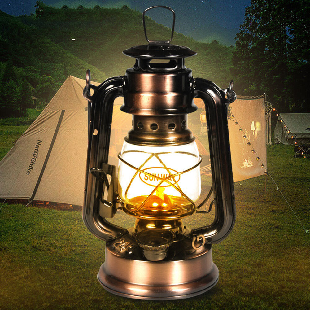 US 1-2 Pcs Hurricane Storm Camping Lantern Galvanized Steel Paraffin Lamp Travel