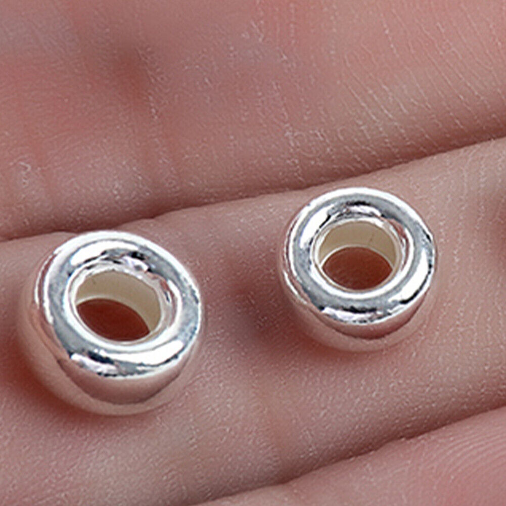 US 10Pack 925 Sterling Silver Flat Heishi Rondelle Spacer Round Beads DIY Making