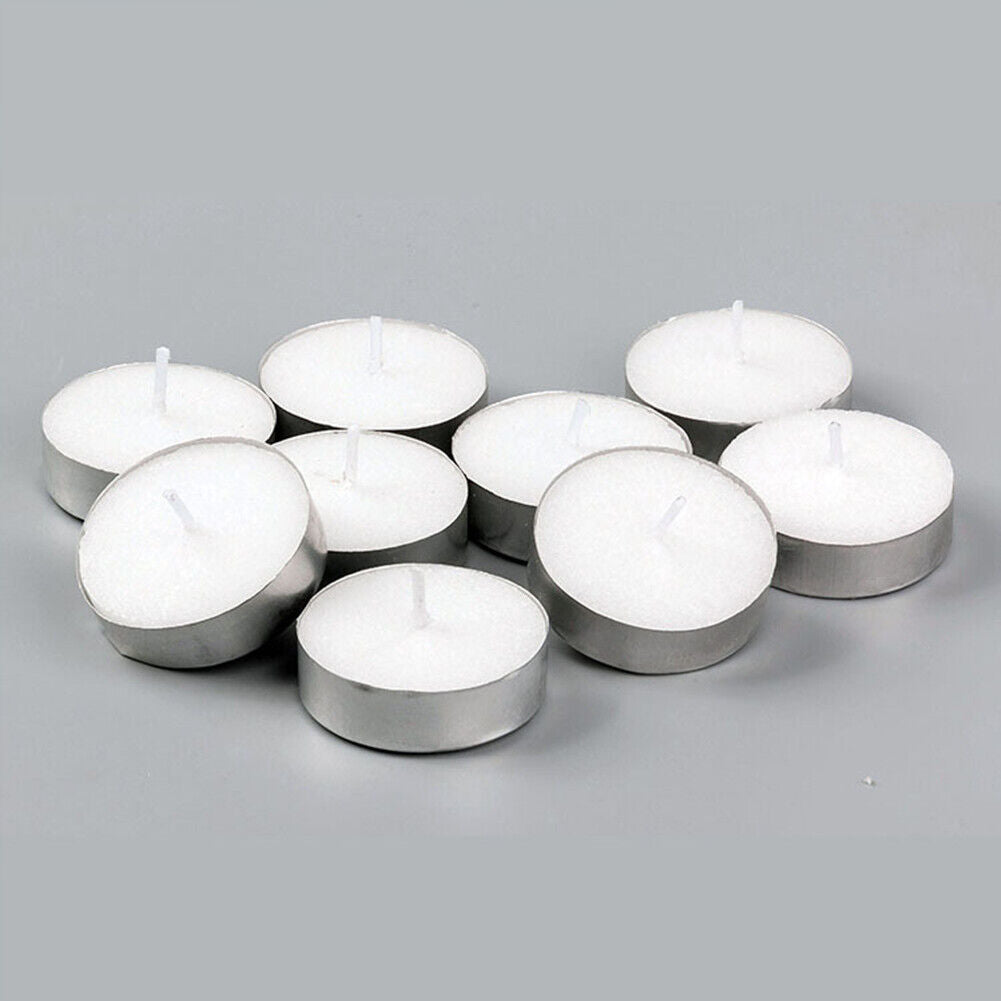 US 100-200 Pc Tea Light Candle 4h Long Lasting Natural Palm Oil White Unscented