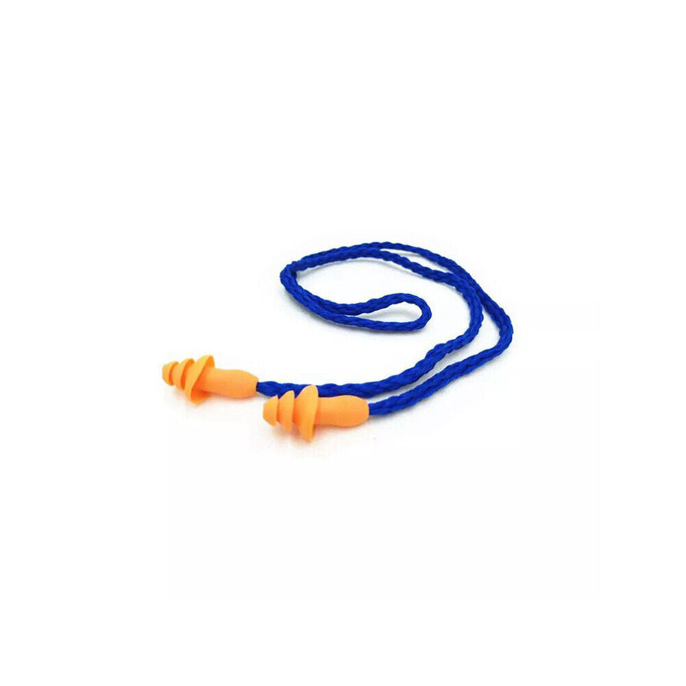 US 50-100Pairs Silicone Corded Ear Plugs Reusable Shoot Hearing Protection Cord