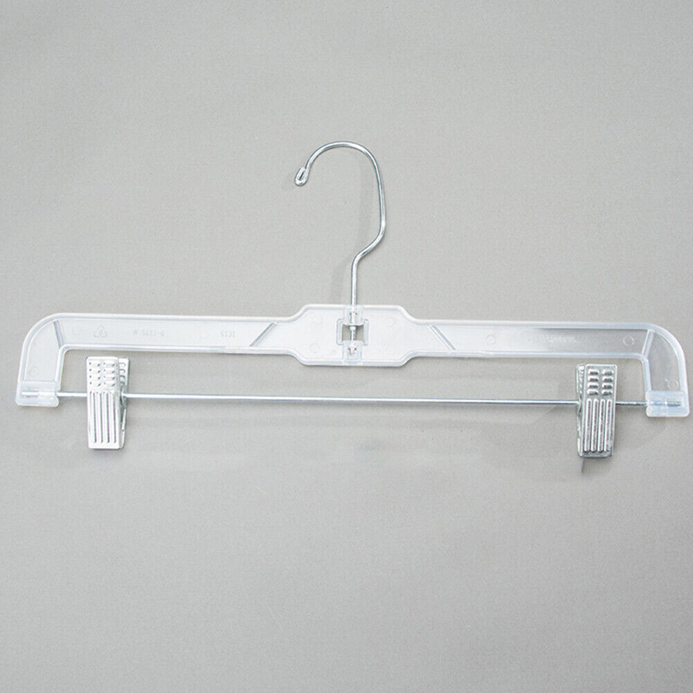US 20 Pack 14 inch Clear Plastic Skirt and Pants Hangers  Adjustable Metal Clips