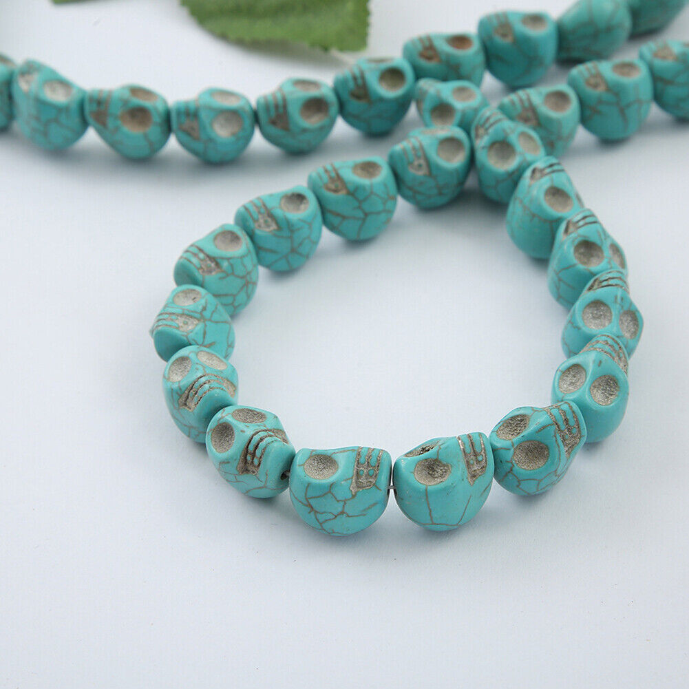 US Howlite Skull Beads Dyed Skull Shaped Beads - Available in 8mm 10mm 18mm