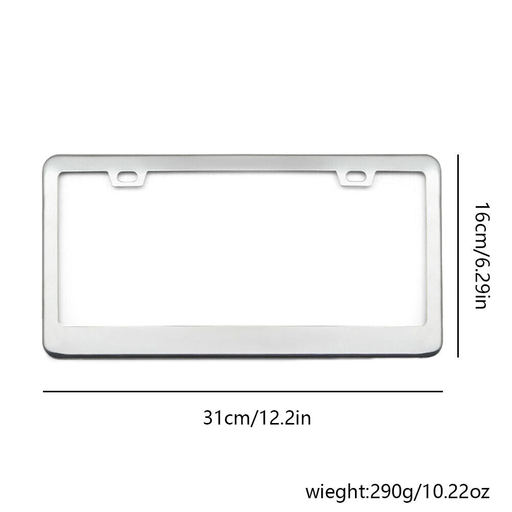 US 2-4 Pack Chrome 304 Stainless Steel Metal License Plate Frame Tag Cover Screw