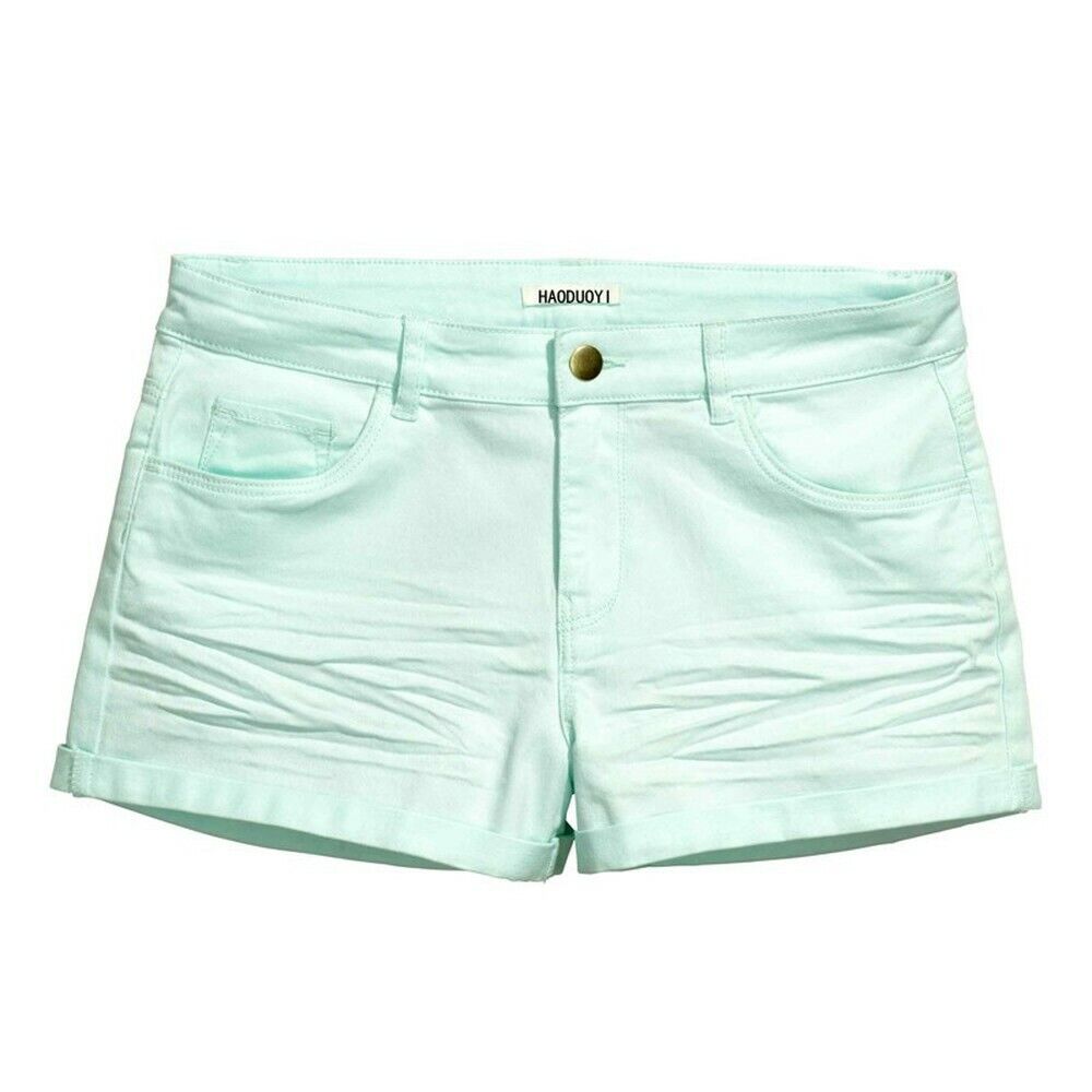HaoDuoYi Womens Solid Color Fitted Low Waist Casual Hot Shorts