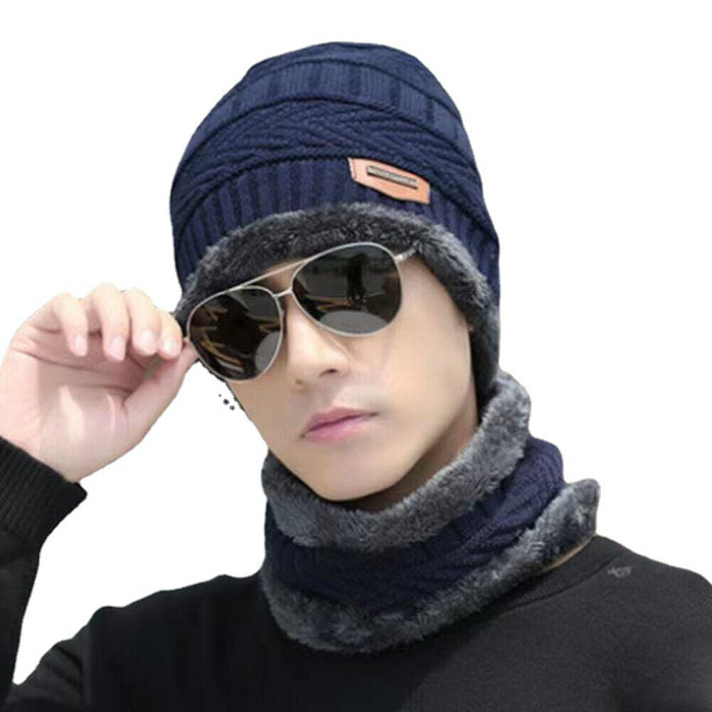 US 2-4 Pack Men Women Winter Baggy Slouchy Knit Warm Beanie Hat Scarf Set Skull