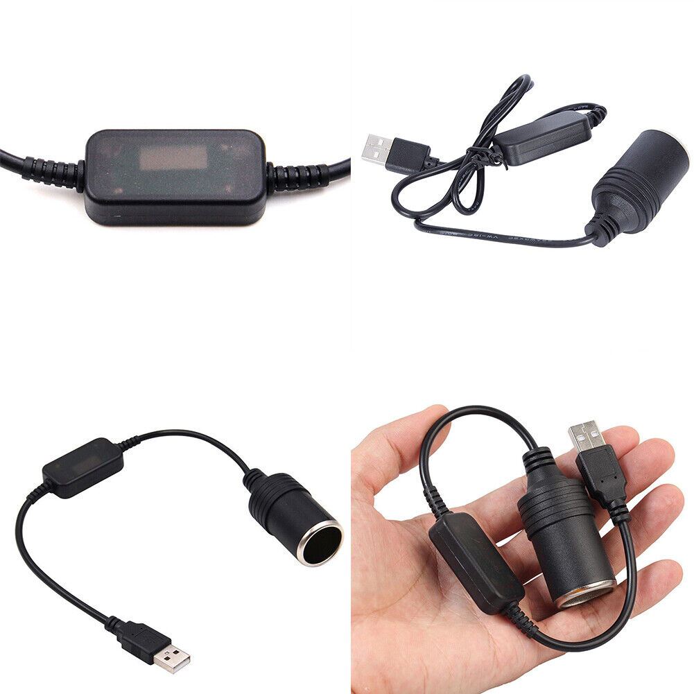 US 2-4Pc Car Cigarette Lighter Socket Converter USB To 12V Adapter Cable Cord