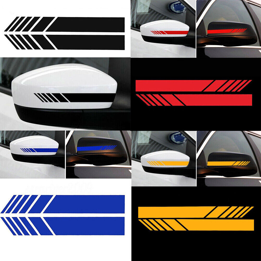 US 2-4 Pair Car Rear View Mirror Sticker Decor Vehicle Reflect Side Decal Stripe