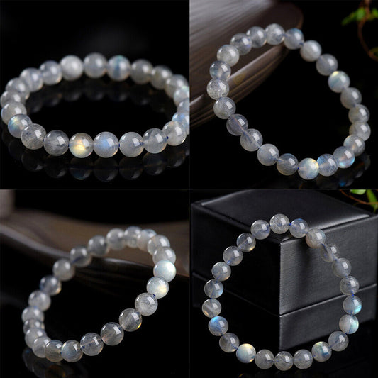 US 6/8 mm Light Gray Labradorite Bead Genuine Natural Grade 3A Gemstone Round