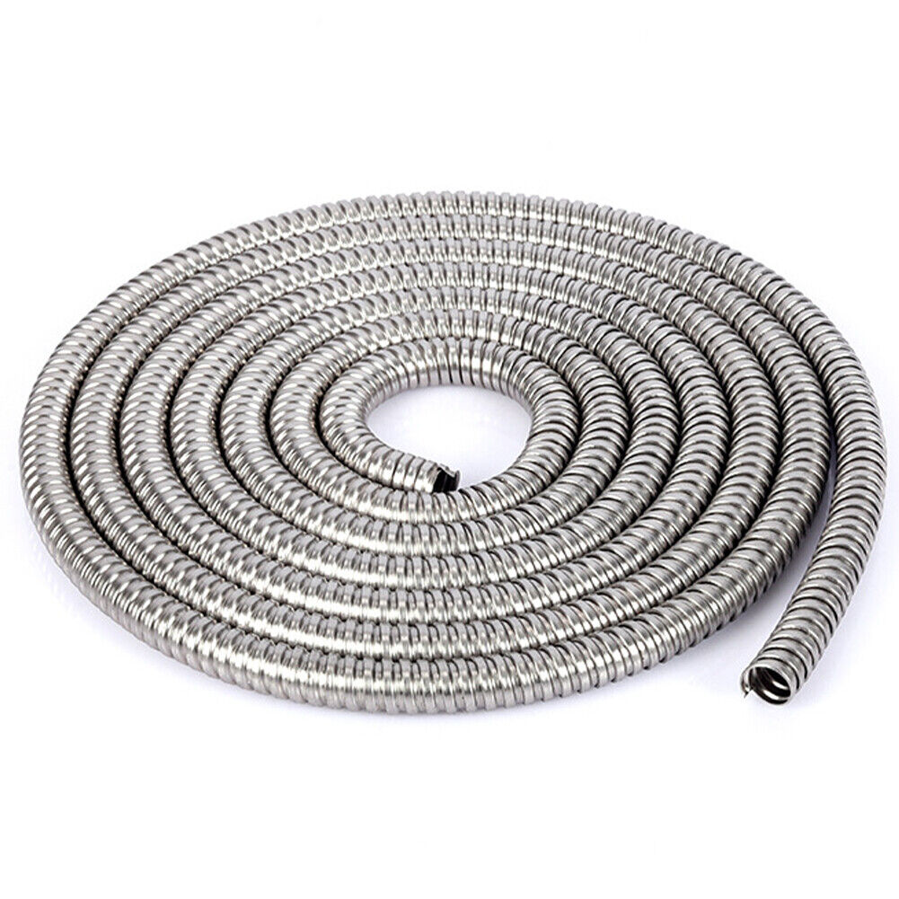 US 50FT 304 Stainless Steel Water Hose Pipe Metal Garden Pipe Connector
