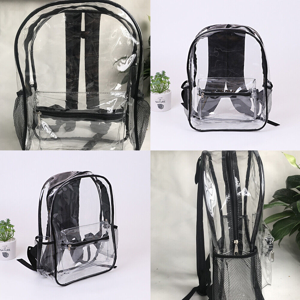 US 2 Pack Heavy Duty Clear Transparent Backpack See Through Book-bag