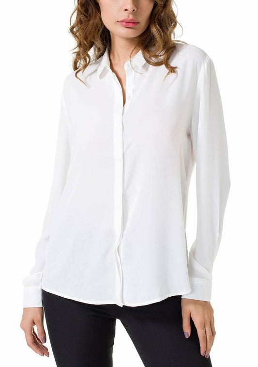 Women's Chiffon Casual Button Up Shirt Long Sleeve Loose Cuffed Blouse