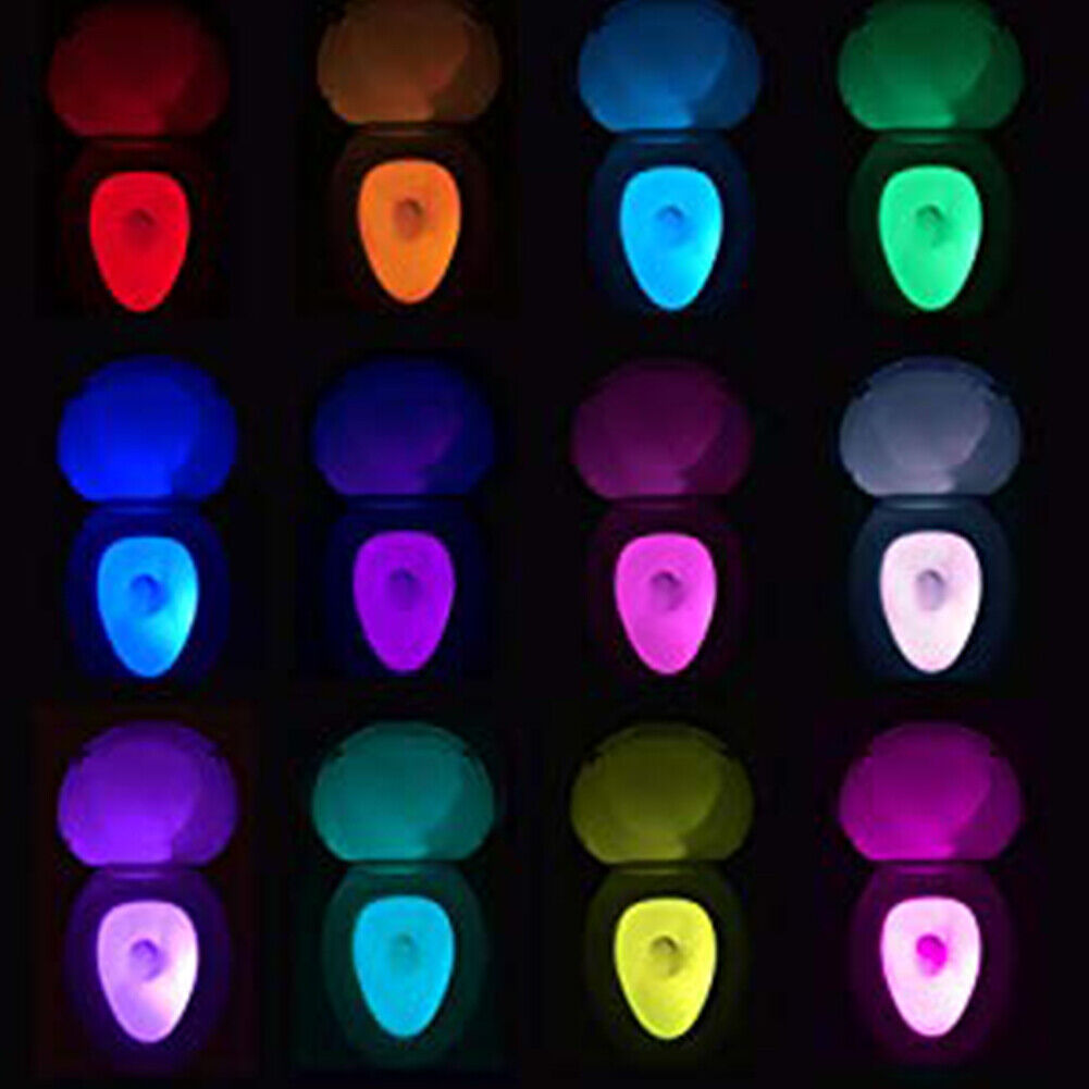 US 3-6 Pack Motion Sensor Activated LED 16 Colors Changing Toilet Night Light