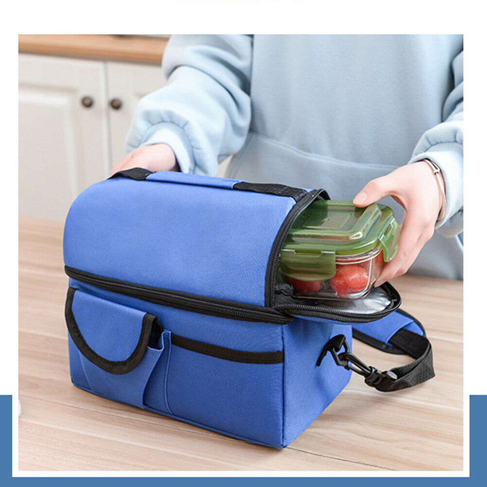 US Insualted Lunch Box Leakproof Cooler Large Bag Lunch Tote Dual Compartment