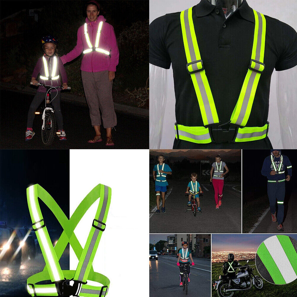 US 2-4 Pack Reflective Glow Belt Adjustable Elastic Safety Vest High Visibility