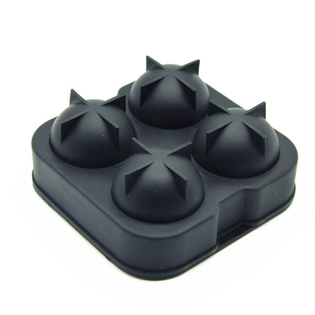 US 2-4 Pack 4-Slot Ice Ball Sphere Cube RoundTray Silicone Mold Cocktail Whiskey