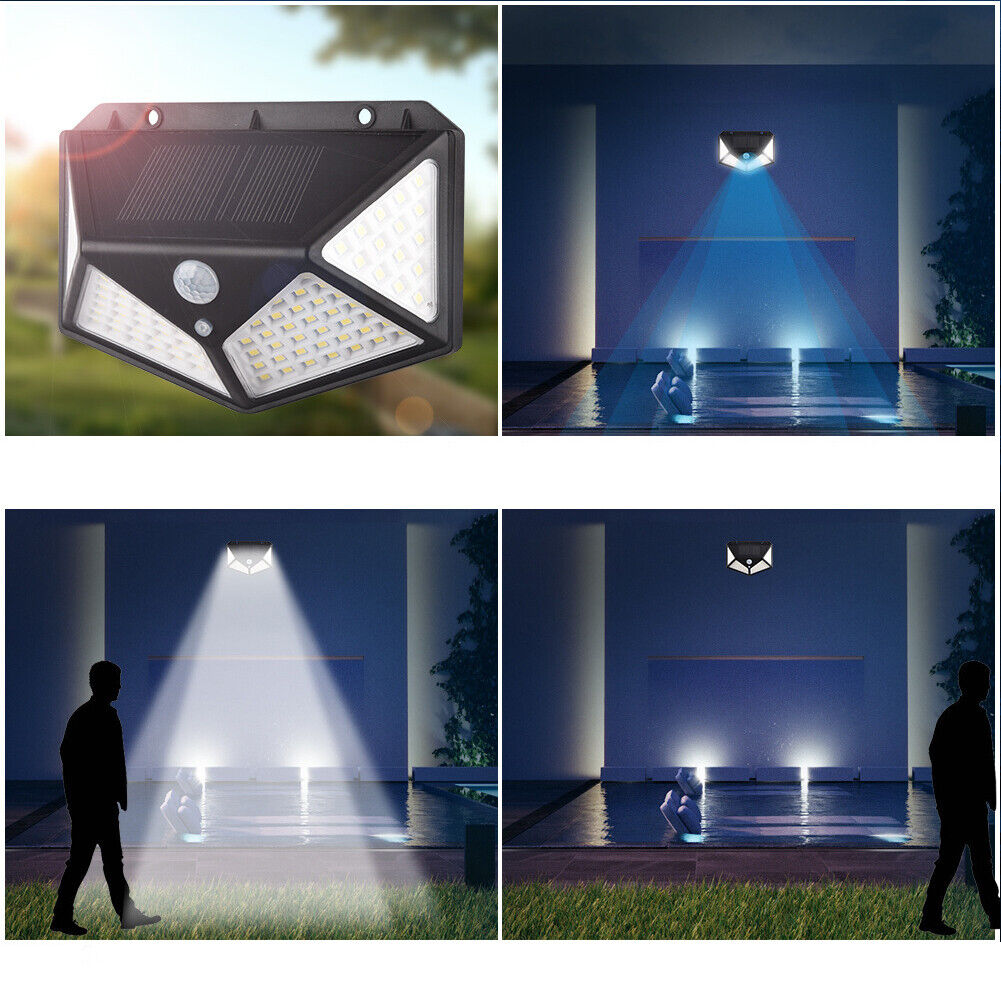 US 2-8 Pack 100LED Solar Power PIR Motion Sensor Wall Light 270º Outdoor Garden