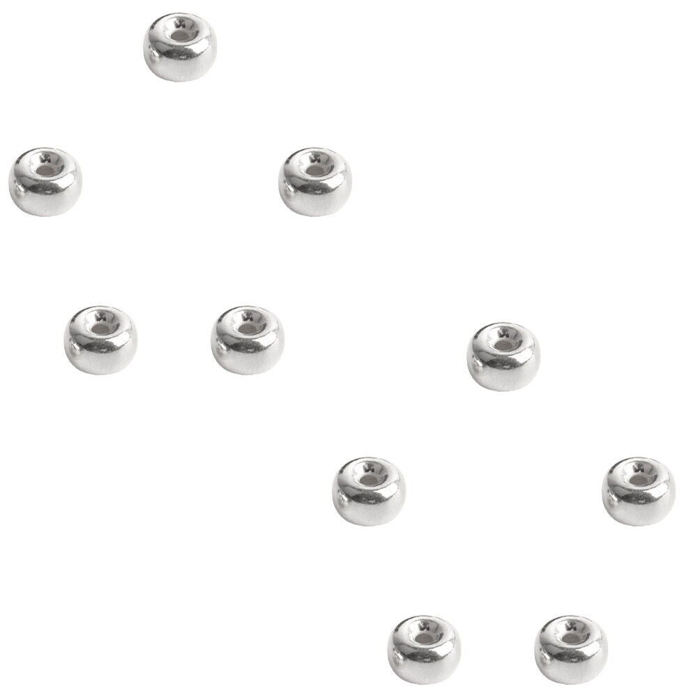 US 10Pack 925 Sterling Silver Flat Heishi Rondelle Spacer Round Beads DIY Making