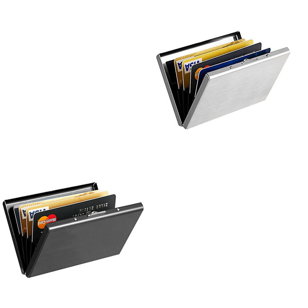 US 2-4 Pc RFID Blocking Credit Card ID Holder Slim Travel Wallet Stainless Steel