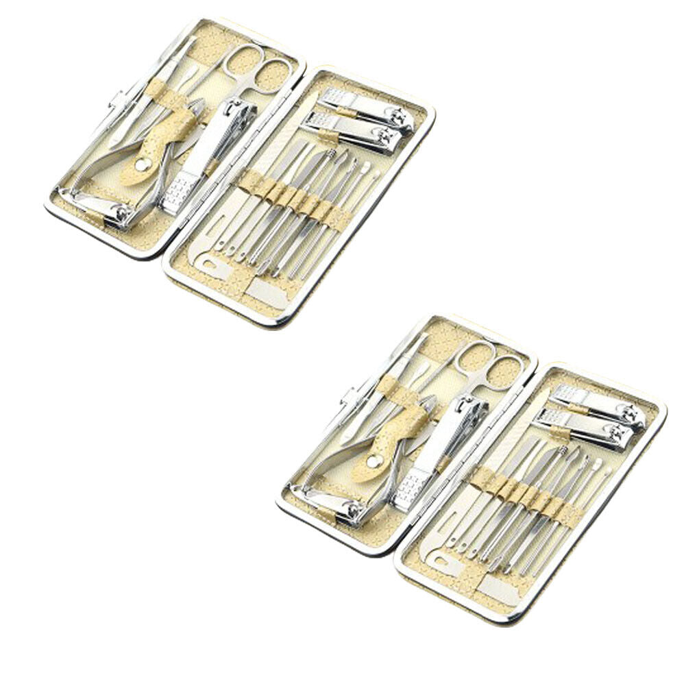 US 19PCS Pedicure Nail Toe Clippers Manicure Kit Cleaner Cuticle Grooming Set Ca