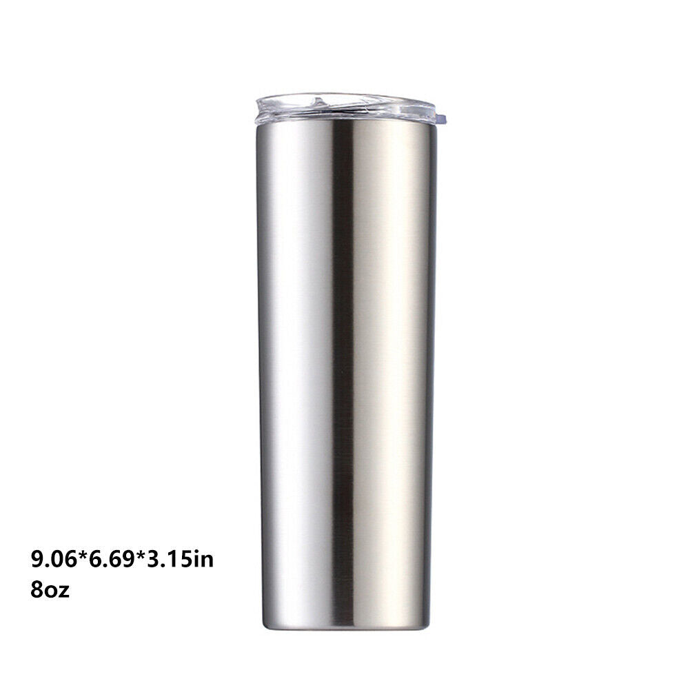 US 2Pc Stainless Steel Skinny Tumbler Slider Lid DoubleWall Vacuum Insulated20oz