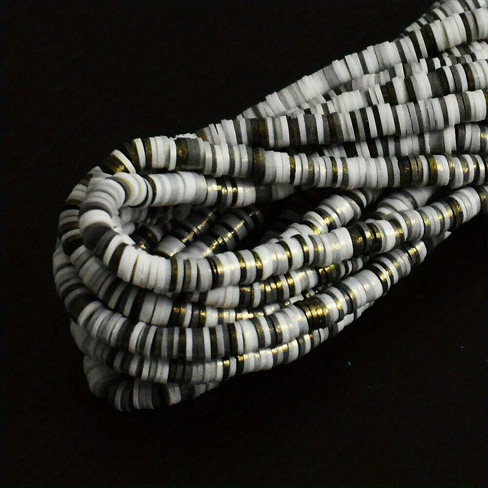 US 10 Strands Shiny Color 6mm Flat Round Polyme Clay Boho Heishi Beads Chip Disk