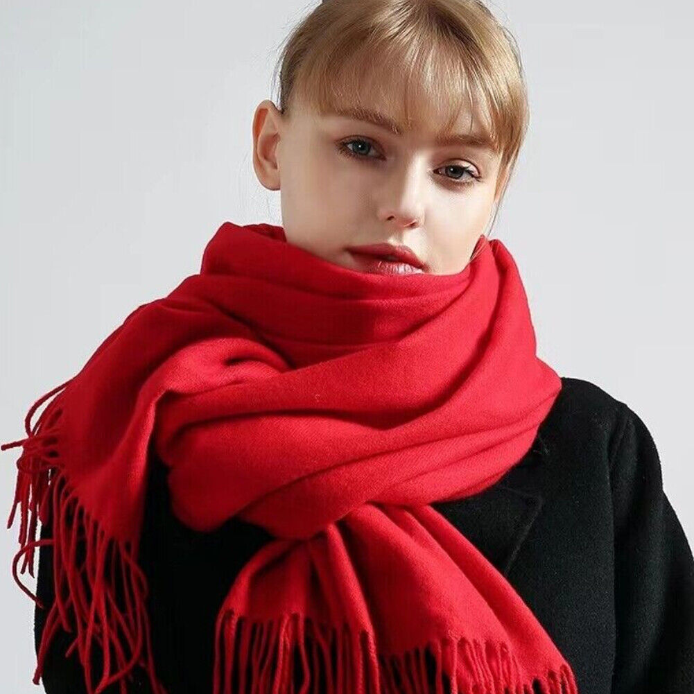 US Oversize Cashmere Scotland Wool Shawl Wrap Solid Blanket Mens Womens Scarf