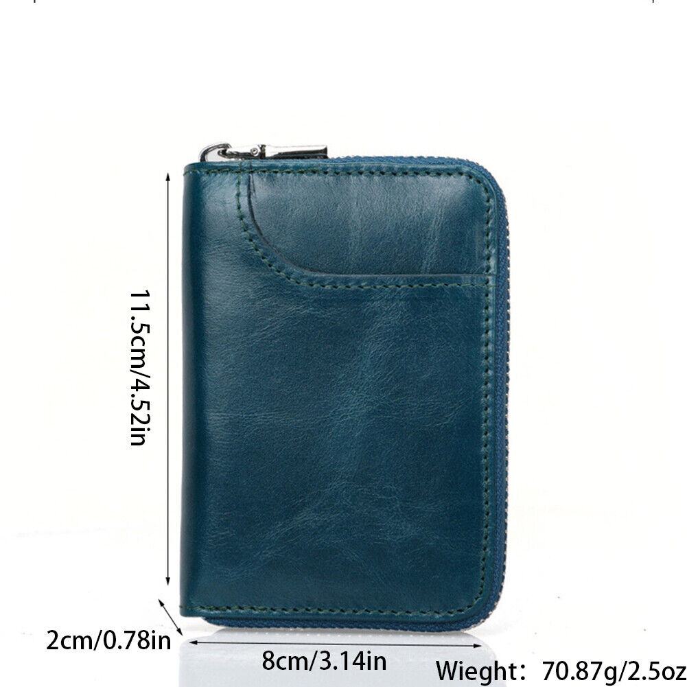 US 1-2 Pc Leather Zipper Slim Wallet RFID Blocking Credit Card Holder Thin Purse