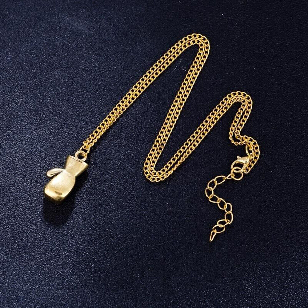 US 1-2 Pcs Gold Silver Plated Boxing Glove Chain Pendant Necklace Punk Men Women