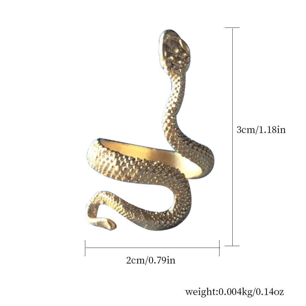 US 1-2 Stainless Steel Ring Snake Gothic Jewelry Retro Animal Adjustable Unisex